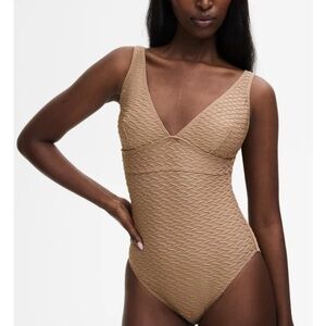 Lily Wave - Textured V-Neck One-Piece Swimsuit in Rust (not color in first photo